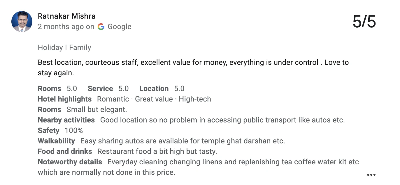 Google review by Ratnakar Mishra, 5 out of 5 stars