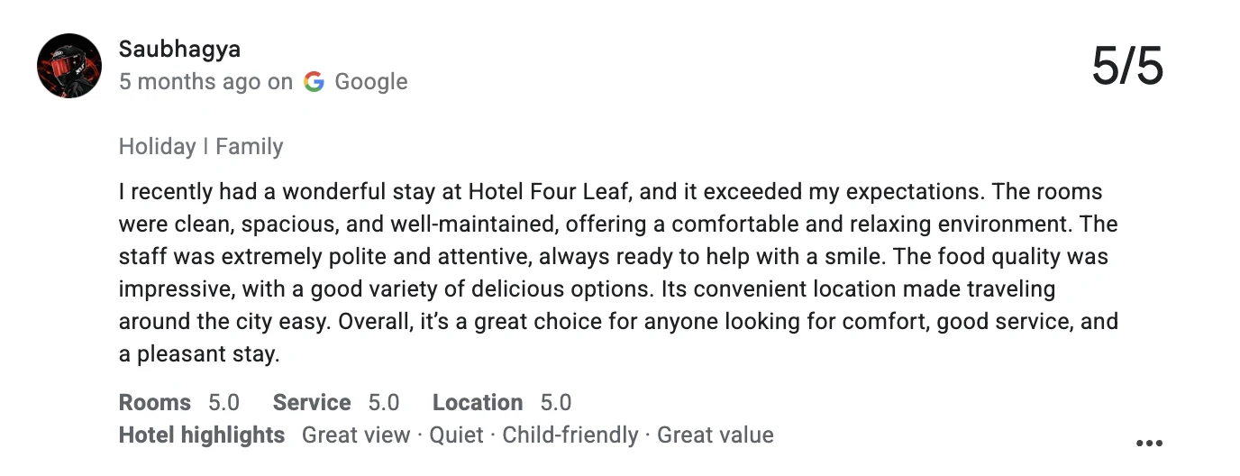 Google review by Saubhagya, 5 out of 5 stars