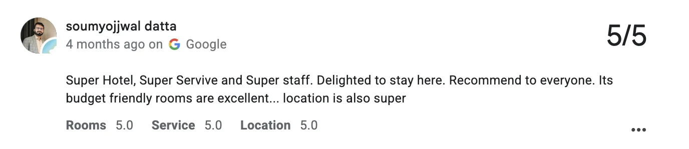 Google review by Soumyojjwal Datta, 5 out of 5 stars